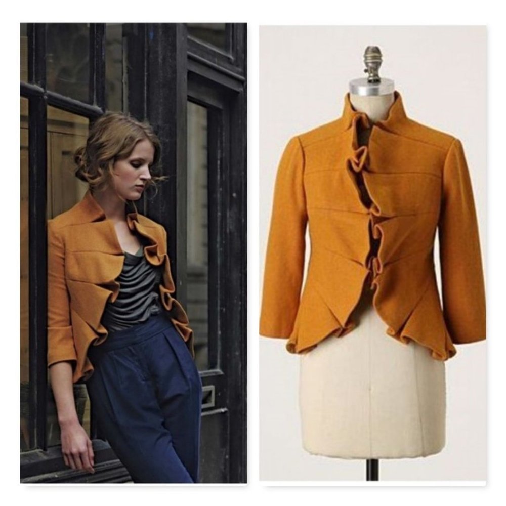 Mustard Gold Ruffle Blazer